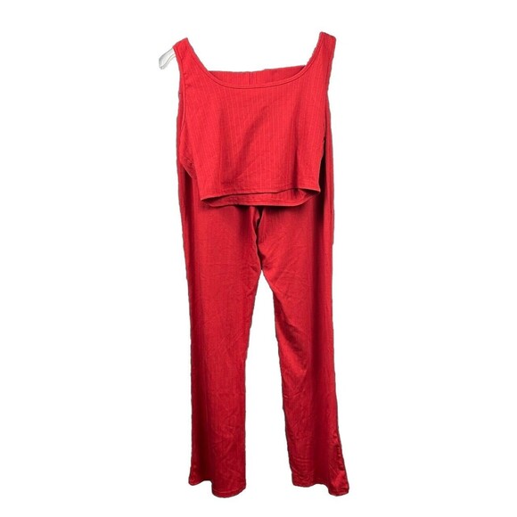 3pc Lounge Set Maroon Wide Pant Crop Top Open Front Cardigan SZ L NWOT Comfort - Picture 4 of 10